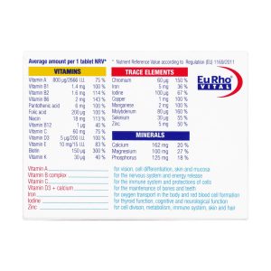 قرص مولتی ویتامین کامپلیت یورو ویتال | 60 عدد | حاوی 24 ماده ضروری